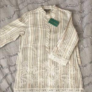 Sharon young blouse.  Cream striped lace detail
